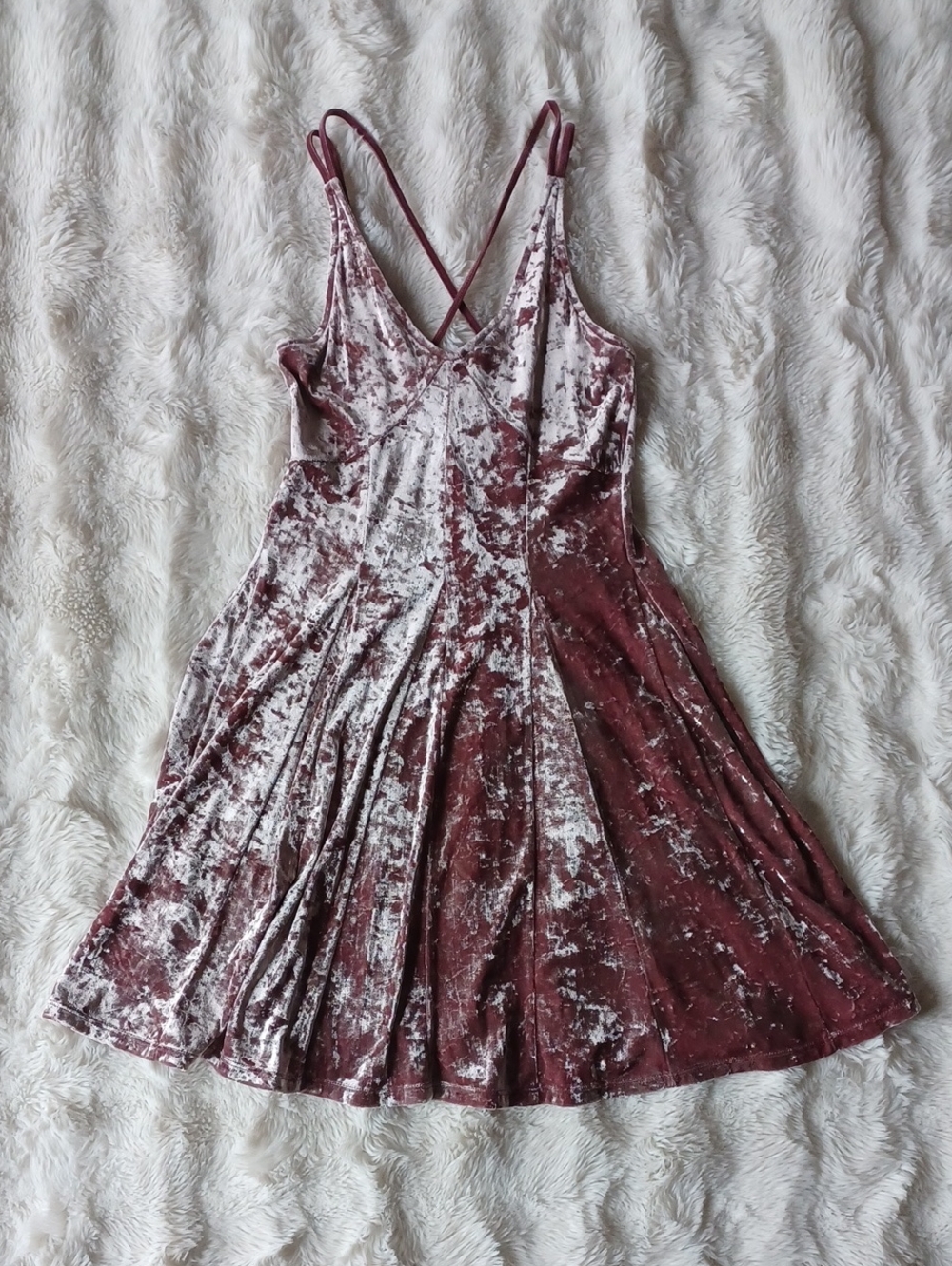 Velvet Crushed Spaghetti Strap Dress - Dusty Rose